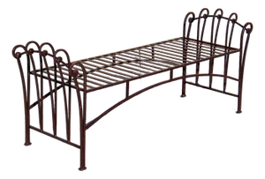 Vintage Hollywood Regency Art Deco Heavy Iron Scrollwork Window Bench