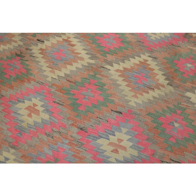Vintage Bright Pink Turkish Kilim - 6'8" x 9'3" For Sale In New York - Image 6 of 10