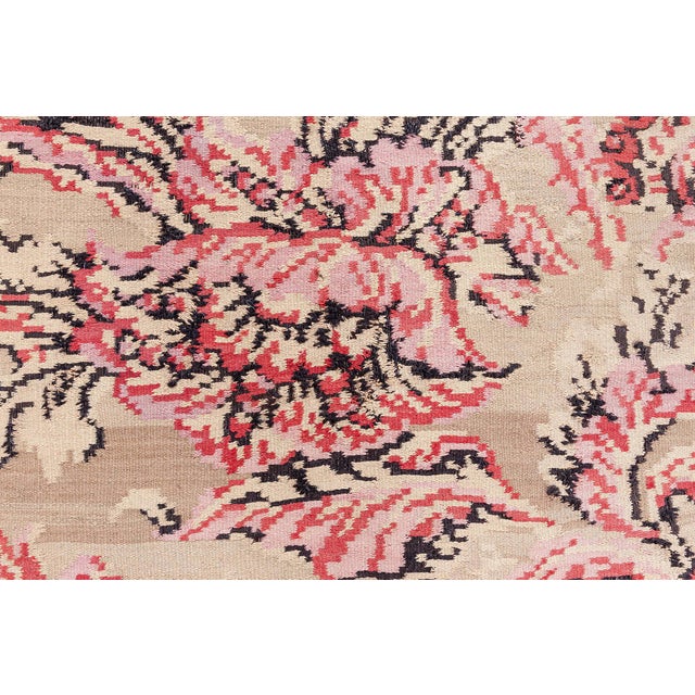 Textile Vintage Bessarabian Flat-Weave Wool Rug  Vibrant Rococo Revival with Pixelated Charm For Sale - Image 7 of 8