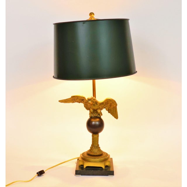 Traditional Early 20th Century French Napoleon III Empire Style Table Lamp on Black Marble Base For Sale - Image 3 of 12