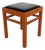 Vintage Orange Pouf in Black Faux Leather, 1950s For Sale