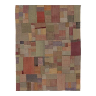 Vintage Turkish Patchwork Rug in Multicolor Geometric Design - Rug & Kilim For Sale