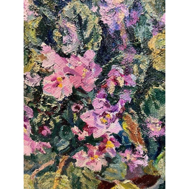 Maya Kopitzeva, Violets on a Green Tablecloth, Oil For Sale - Image 6 of 8