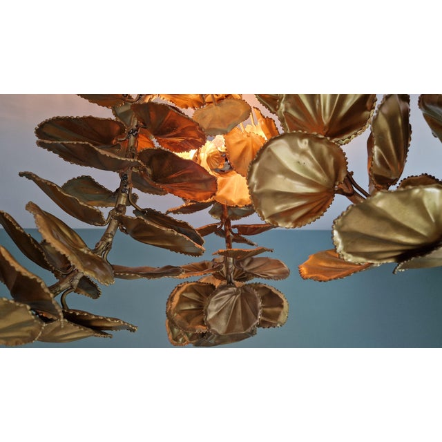 Large Brutalist Brass Chandelier with Floral Decoration, 1970s For Sale - Image 11 of 18