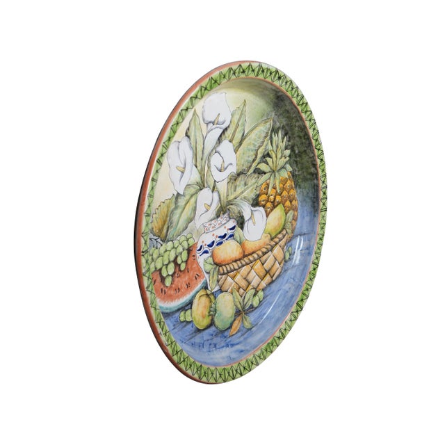 Mexican Mid 20th Century Polychrome Ceramic Painted Mexican Majolica Art Pottery Wall Plate Charger For Sale - Image 3 of 12