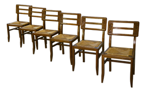 Oak Chairs in the style of Pierre Cruège, 1940s, Set of 6
