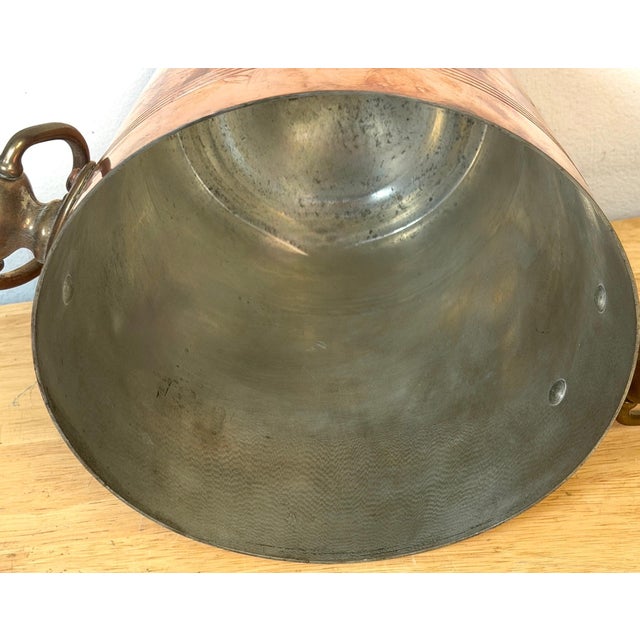 Copper Vintage French Copper & Brass Champagne Bucket Stamped “Made in France”, 1950s For Sale - Image 8 of 12