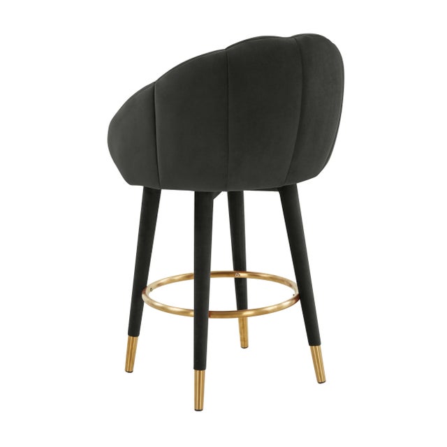 Transitional Myla Black Swivel Counter Stool For Sale - Image 3 of 9