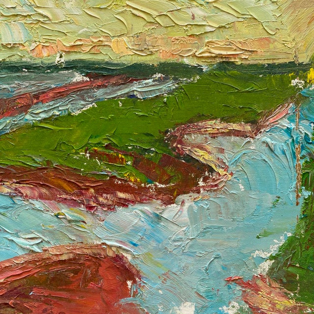 Jim Lyons Contemporary Provincetown " West End Breakwater " Abstract Expressionist Framed Original en Plein Air Oil Painting For Sale - Image 14 of 18