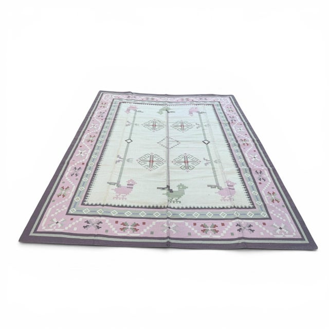 Indian Handmade Indian Dhurrie Kilim | 12x15 For Sale - Image 3 of 6