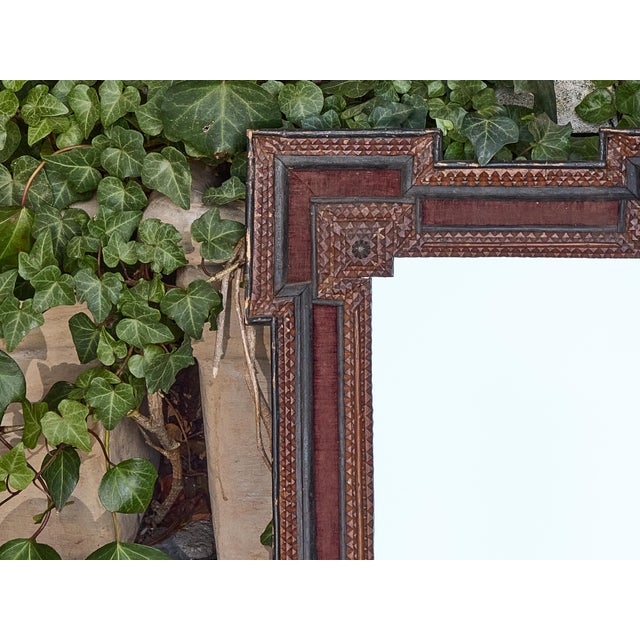 Antique French Tramp Art Mirror with Stepped Corners, circa 1900 For Sale - Image 9 of 12
