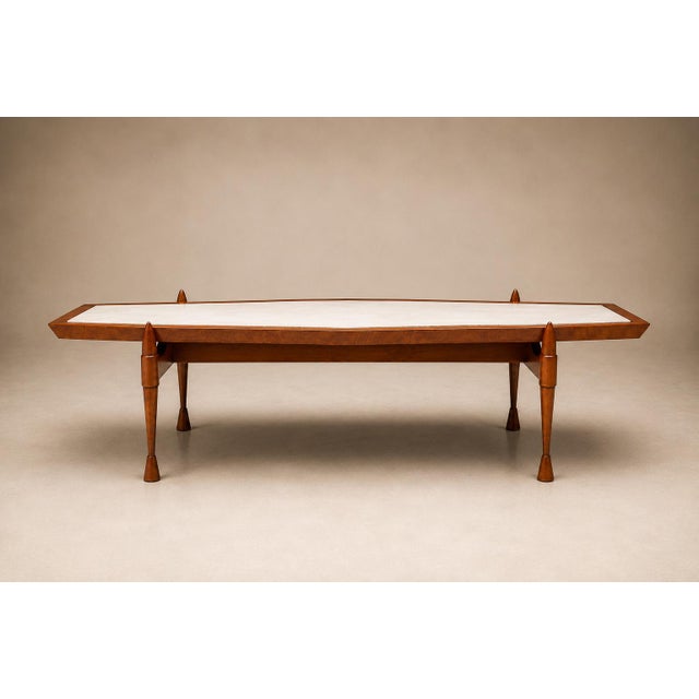 Brown Brazilian Modern Coffee Table in Caviúna Wood and Marble by Bertomeu, Brazil, 1960s For Sale - Image 8 of 17