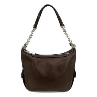 Judith Leiber Vintage Brown Leather Shoulder Bag For Sale