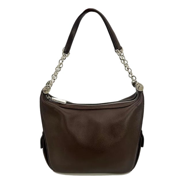 Judith Leiber Vintage Brown Leather Shoulder Bag For Sale