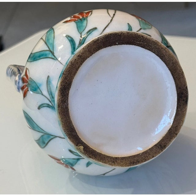 Antique Iznic Turkish Style Ceramic Ewer With Delicate Hand Painted Florals C1900 For Sale In Tampa - Image 6 of 6