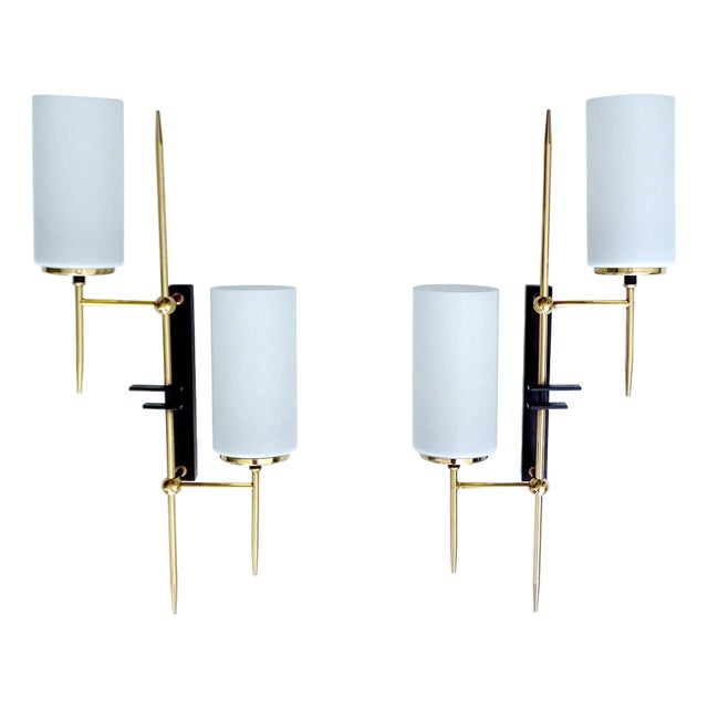 Vintage Modernist Wall Lights from Lunel, 1960s, Set of 2 For Sale