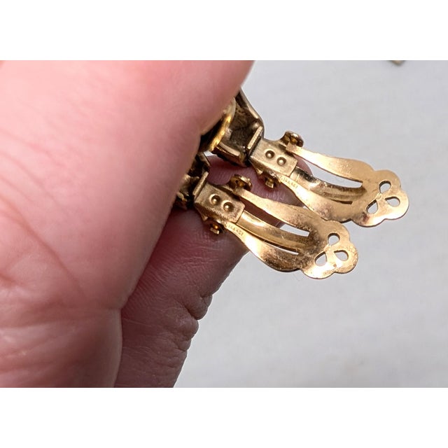 Vintage 1980s Signed Les Bernard Pavé Rhinestone Clip Earrings- 2 Pieces For Sale - Image 10 of 12