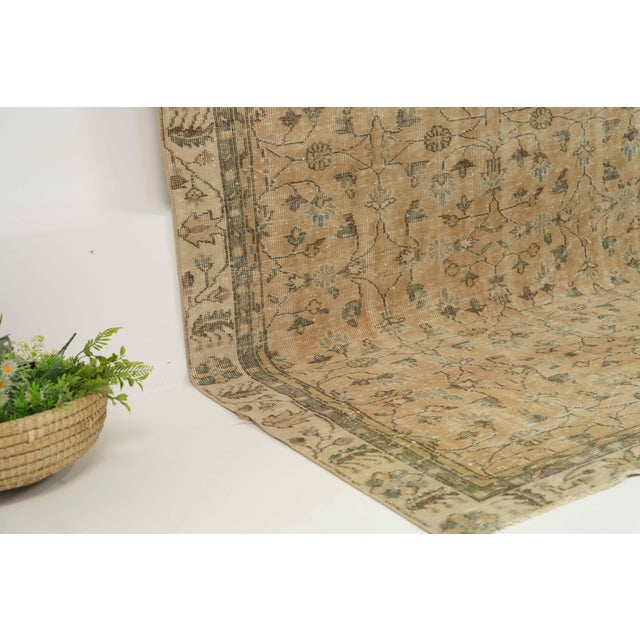 1970s 1970s Vintage Turkish Handmade Wool Cotton Beige Area Rug For Sale - Image 5 of 11