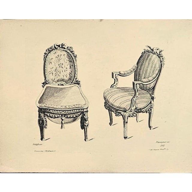 Printmaking Materials Very Rare-1878 -Set of 8- French Antique Interior Furniture Design Lithographs-Chairs, Documentaion For Sale - Image 7 of 10