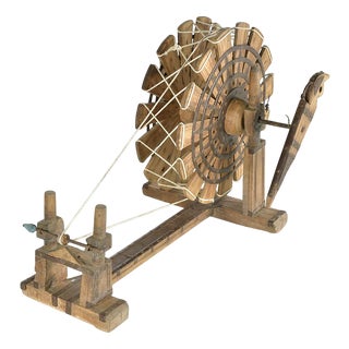 Indian Spinning Loom in Carved Wood For Sale
