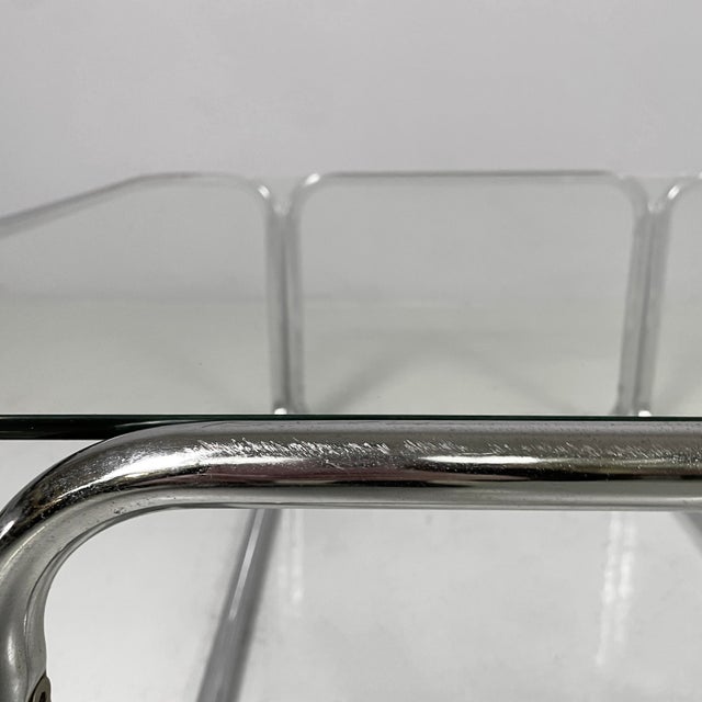 Italian Modern Square Coffee Table in Glass and Chromed Steel, 1970s For Sale - Image 12 of 16