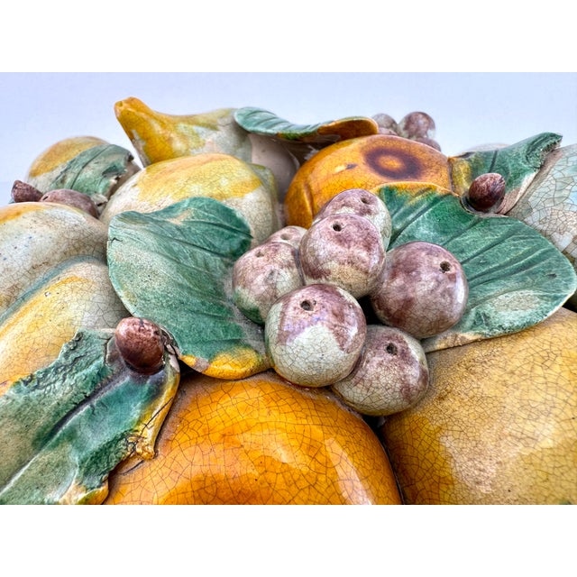 Rustic European Large Italian Style Majolica Fruit Centerpiece Bowl, Mid-20th Century For Sale - Image 3 of 9