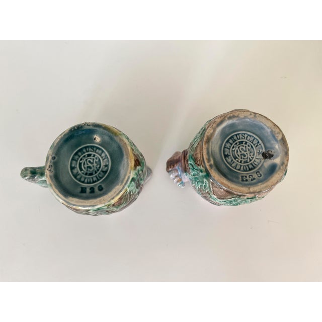 Antique Majolica 19th Century Etruscan Shells & Seaweed Creamer and Spooner Set, Griffen Smith & Hill For Sale - Image 11 of 12