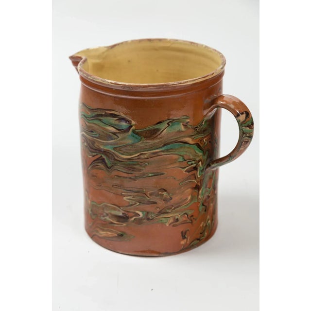 Auburn Antique Large Jaspé Pottery Pitcher, Late 19th Century, France For Sale - Image 8 of 9
