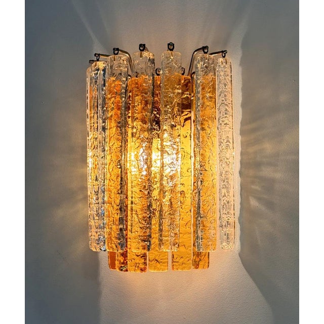 Metal Mid-Century Italian Murano Glass Wall Sconce in Two Rows and Colors from Poliarte, 1970s For Sale - Image 7 of 9