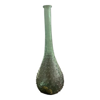 Vintage Empoli Green Hobnail Genie Bottle with No Stopper For Sale