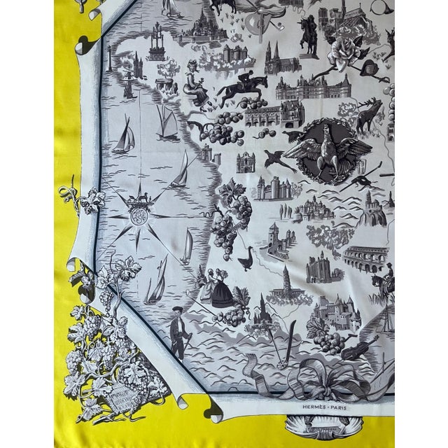 French HERMÈS la FRANCE Silk SCARF designed by Françoise de la Perriere 1959 For Sale - Image 3 of 10