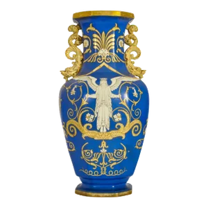 Large Antique English Morley & Ashworth 'Mason's' Ironstone Pottery Angel Vase