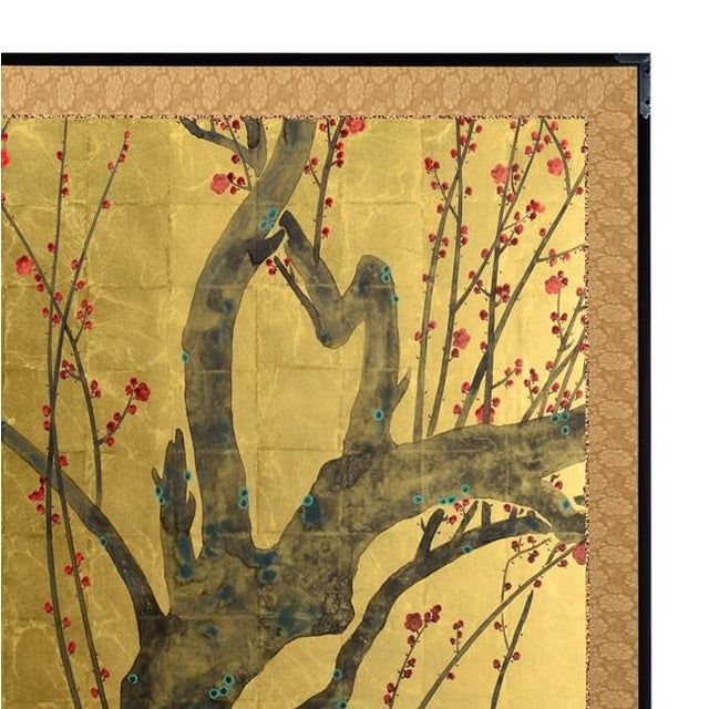 Not Yet Made - Made To Order Made-to-Order Japanese Two-Panel Folding Screen “Red & White Plum Blossoms” Inspired by Ogata Kōrin | Hand-Applied Kanazawa Gold & Silver Leaf For Sale - Image 5 of 6