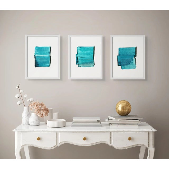 Contemporary Abstract Acrylic on Hahnemühle Paper Painting "Clear Water 03" by Emma Godebska For Sale - Image 4 of 5