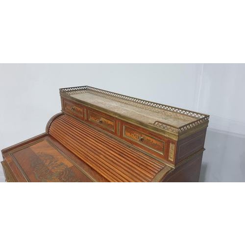 Brass Inlaid Ladies Bureau Desk For Sale - Image 10 of 18