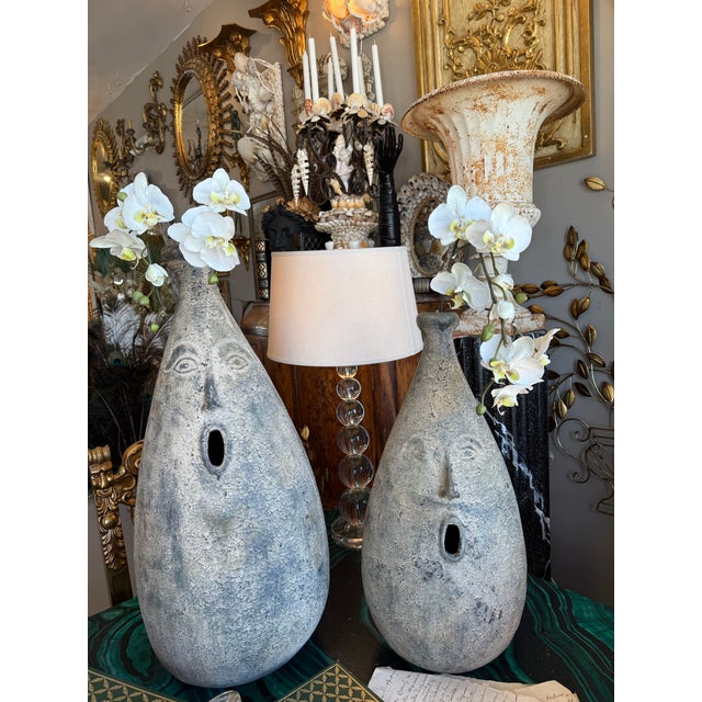 Mid 20th Century Vintage Italian Ceramic Faces Decoration Amphora- Small For Sale - Image 5 of 5