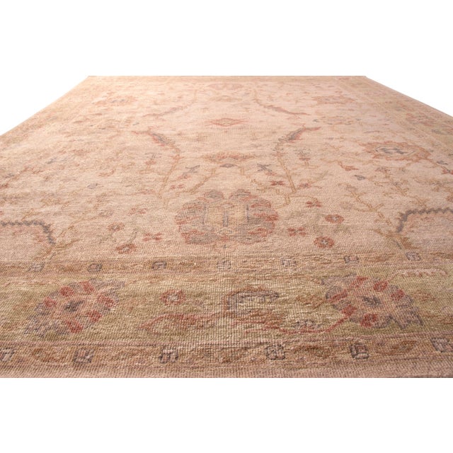 Rug & Kilim Rug & Kilim’s Oversized Traditional Floral Scroll Rug in Rose Gold, 14x20 For Sale - Image 4 of 7