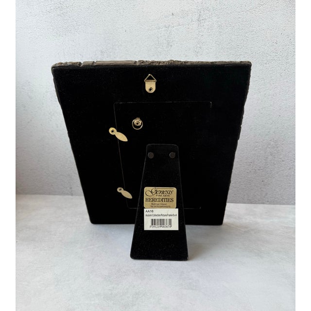 Brass Textured Mixed Metal 4” X 6” Photo Frame Brutalist Style Autumn Leaves For Sale - Image 8 of 12