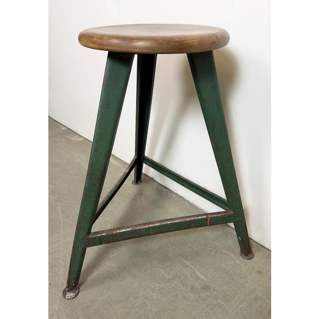 Industrial Green Workshop Stool, 1960s For Sale - Image 10 of 17