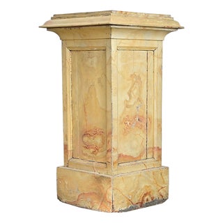 French 19th Century Faux Marble Painted Pedestal For Sale