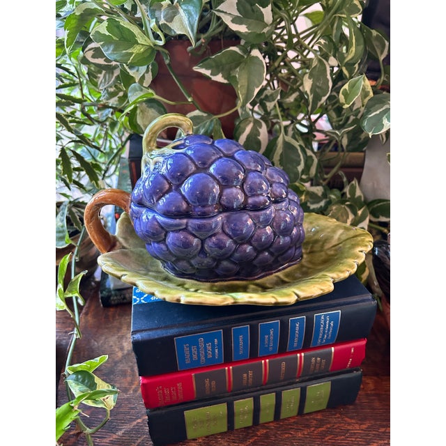 For the collector of Majolica, this piece from Sarreguemines France is a must have. A small tureen shaped like a stem of...