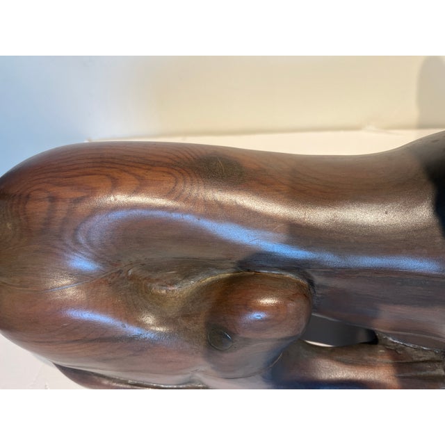 Wood Mid-Century Vintage Whippet Dod Wood Sculpture Seated on Base For Sale - Image 7 of 15