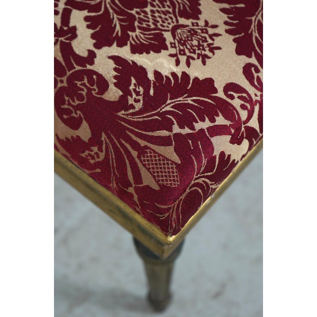 1960s Pair of Red & Gold French Louis XVI Ottomans Footstools For Sale - Image 5 of 9