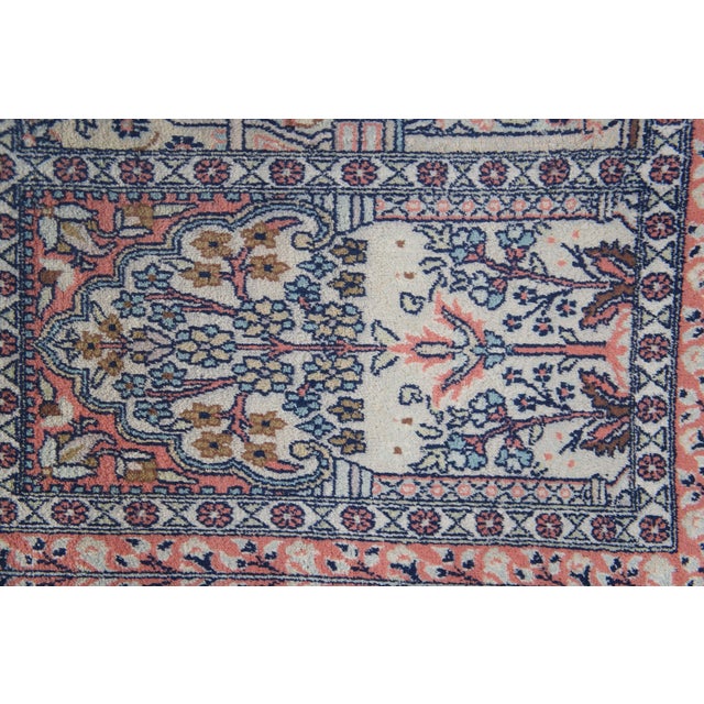 Indian Kashmir Silk Geometric Floral Garden Medallion Area Rug Mat 48" For Sale - Image 10 of 13