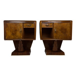 Vintage Wood Nightstands, Italy, 1950s, Set of 2 For Sale