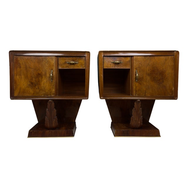 Vintage Wood Nightstands, Italy, 1950s, Set of 2 For Sale