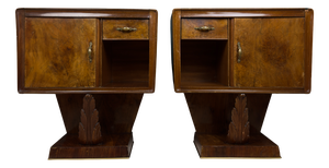 Vintage Wood Nightstands, Italy, 1950s, Set of 2