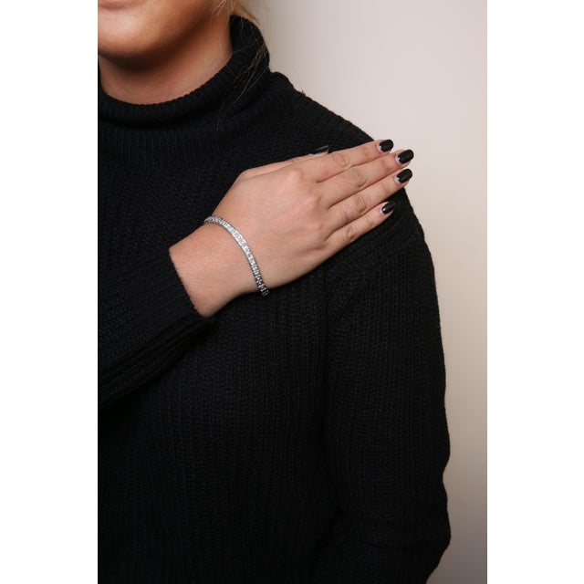 Early 21st Century .925 Sterling Silver 1/4 Cttw Miracle Set Diamond and Bead Link 7.25" Tennis Bracelet (I-J Color, I2-I3 Clarity) For Sale - Image 5 of 6