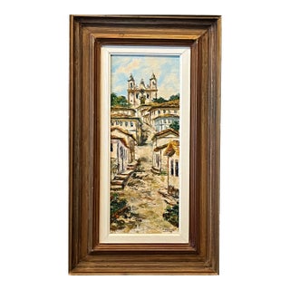 1970s Brazilian Impasto Oil Painting of Tiradentes by J. Refanne - Framed For Sale