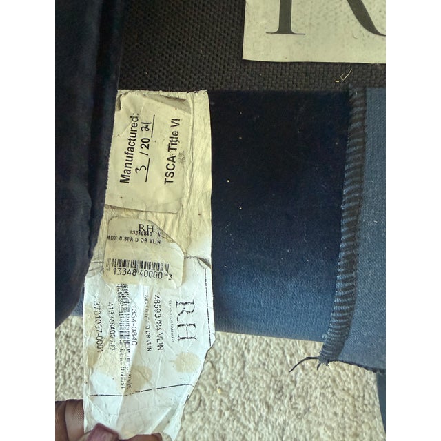 Modern Navy Blue Velvet Maxwell Rh Sofa For Sale - Image 3 of 7
